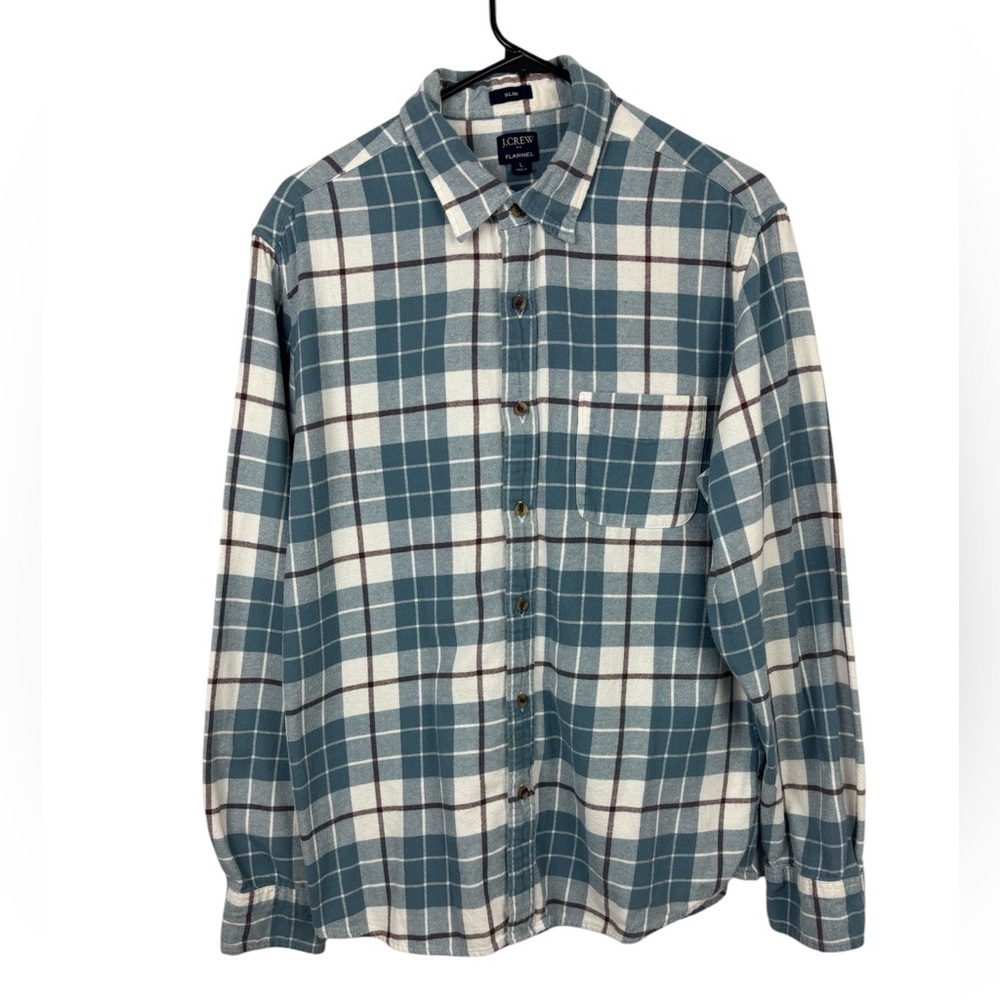 J Crew Mercantile Slim Fit Men’s Flannel Shirt Casual Fall Size Large Plaid